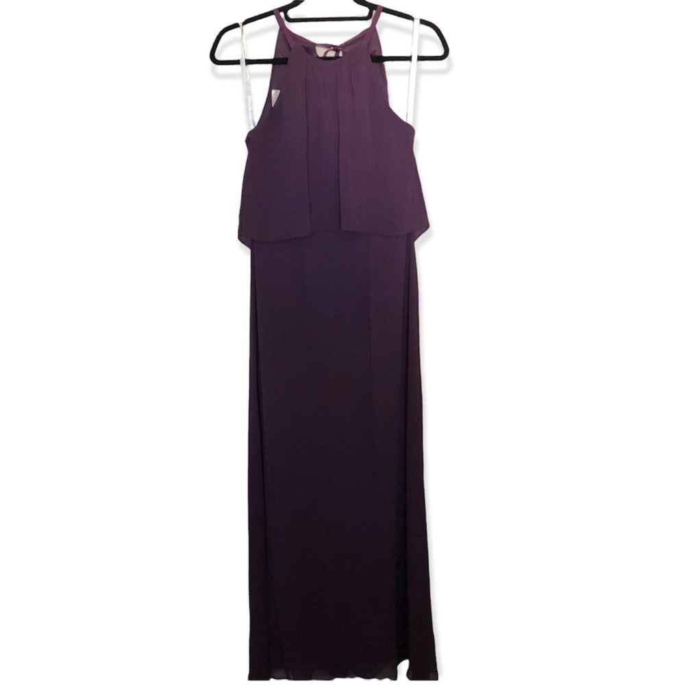 David Bridal flounced crinkle chiffon sheath bridesmaids dress - Picture 3 of 10